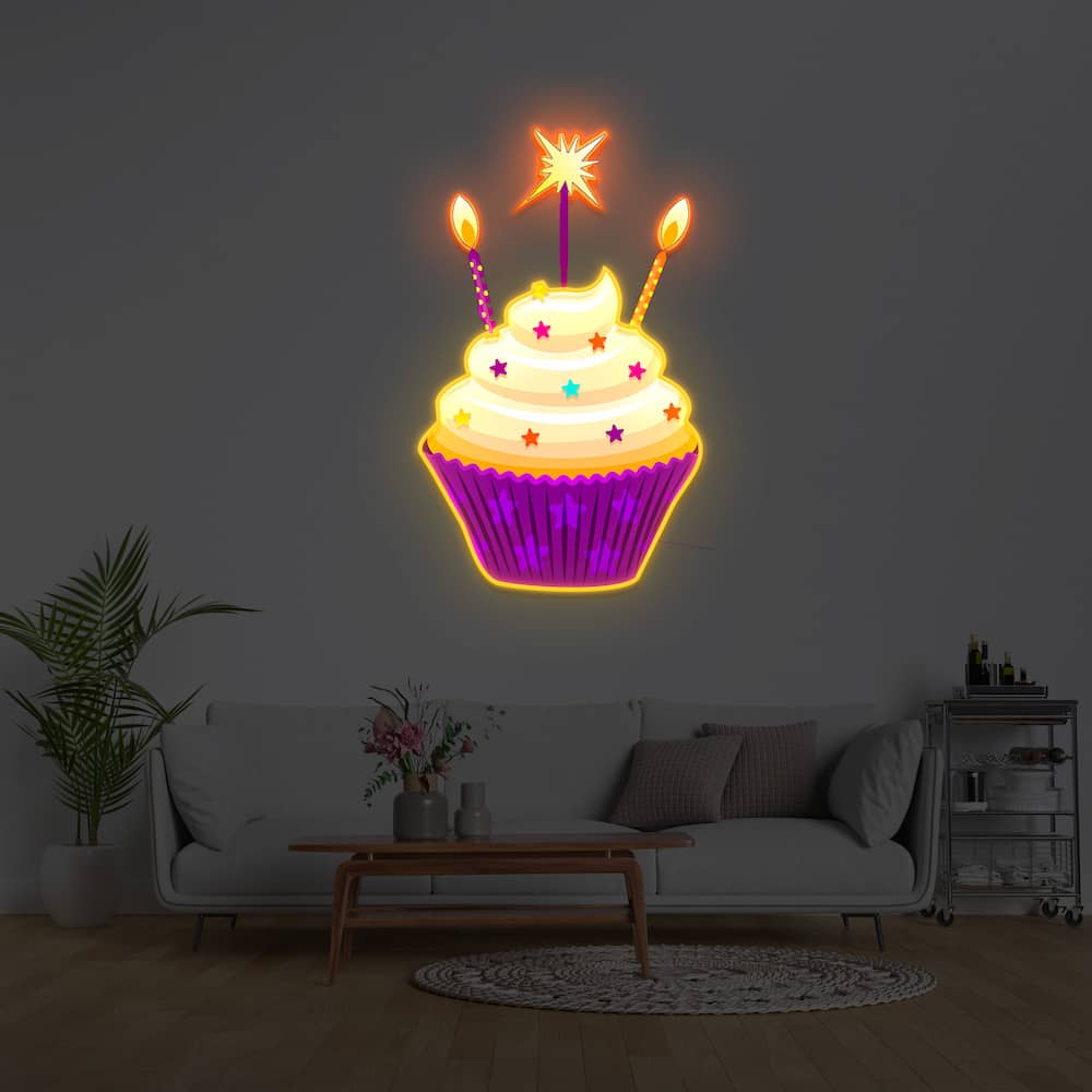 Neon Happy Birthday Cake